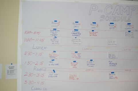 P-Camp Schedule board