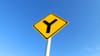 road sign for forked Y intersection