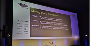 Rich showing money story templates at PMF Zurich